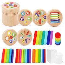6 en 1 Vasos de clasificación de colores de madera multifuncionales, adecuados para niños de 3+ años, incluye 1 tapa, se puede usar para identificación de colores y coincidencia de cantidad, juguete de educación temprana - Multicolor - Ver 13