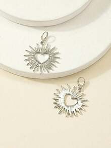 1 Pair Of Divergent Heart-Shaped Metal Personalized Earrings, Elegant And Fashionable, Both Elegant And Practical, Can Perfectly Match Any Outfit, Becoming An Ideal Accessory To Enhance The Overall Look - 黃金 - 查看 9