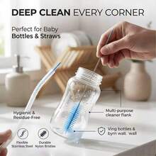 10pcs Multi-Functional Crevice Cleaning Brush Set, Stainless Steel Bendable Long Handle Soft Bristle Brush For Air Conditioner, Car Interior, Shower Head, Pipe, Bottle, Straw And Deep Cleaning - Multiple Styles - View 3