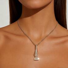 1pc Elegant Luxury Geometric Triangular Crystal Pendant Necklace For Women, Suitable For Valentine's Day, Mother's Day, Christmas, Birthday, Engagement, Wedding Events - Gold - View 2