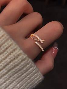 1 pieza Anillo de cruz hueca con letra X de plata de ley S925, anillo abierto ajustable con piedras de rhinestone de estilo coreano minimalista, dulce y literario de moda para mujer, joya exquisita, regalo del Día de San Valentín - cruz - Ver 3