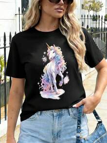 Dam-T-shirts - Svart - Visa 1