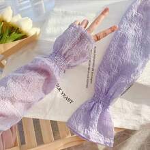 1 par de mangas largas de protección UV con textura de encaje para mujeres, cubiertas de sol transpirables y de enfriamiento sueltas para conducir, ciclismo y actividades al aire libre - A - Ver 15