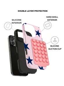 A Stylish Phone Case That Does Not Include A Lanyard Or Stand. GIIPPA Phone Case With A Red Star Design, Compatible With The 17 Pro, 16 Pro, 15 Pro, And 14 Pro. A Stylish And Interesting Korean-Style Phone Case, Also Compatible With The 11/12/13/14/15/16 Pro Plus. Stylish Design Suitable For Both Men And Women. A Great Gift For Christmas, Valentine's Day, Easter, Wedding Season, And Birthdays For Girlfriends. - 粉紅色 2 - 查看 6