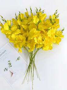 6/10/15pcs Artificial Yellow Cymbidium Orchid Flowers, 21.6 Inch Long Silk Orchid Stems, Suitable For Wall, Living Room, Bedroom, Wedding, Party Decor, Tabletop Decoration. Home, Desk, Kitchen, Wedding, Dining Table, Center Piece, Office, Garden, Outdoor, House, Yard Decor, Suitable For Spring, Summer, Autumn, Winter - Yellow - View 9