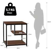 FBXGT Mesa Auxiliar Librerías Industriales de Metal Mesa para Sala Moderna Pequeño Multifuncionales Mesa de Noche de Organización con Estante para Cocina Dormitorio y Office60CM * 40CM * 67CM - 60 40 67 cm - Ver 3