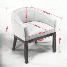Mid-Century Modern Upholstered Dining Chairs With Arms, Rustic Linen Kitchen And Dining Chairs With Natural Wood Frame, 48cm Wide Side Chairs, Single Pack, Charcoal Grey, DE1891BK - Beige - View 11