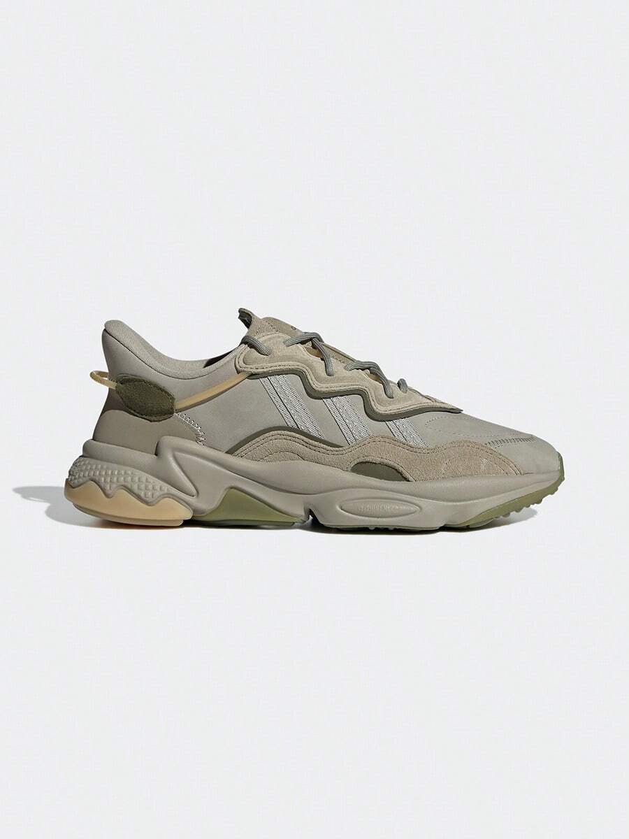 Adidas 男女通用厚底舒适百搭休闲运动鞋,情侣款运动鞋,复古厚底运动鞋 GW4434,适合春秋季穿着 - 皮革灰/綠/深橄欖綠 - 查看 1