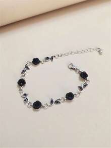 Vòng tay nữ đơn giản, sang trọng, nhẹ nhàng, họa tiết hoa hồng đen. - màu đen - Xem 4