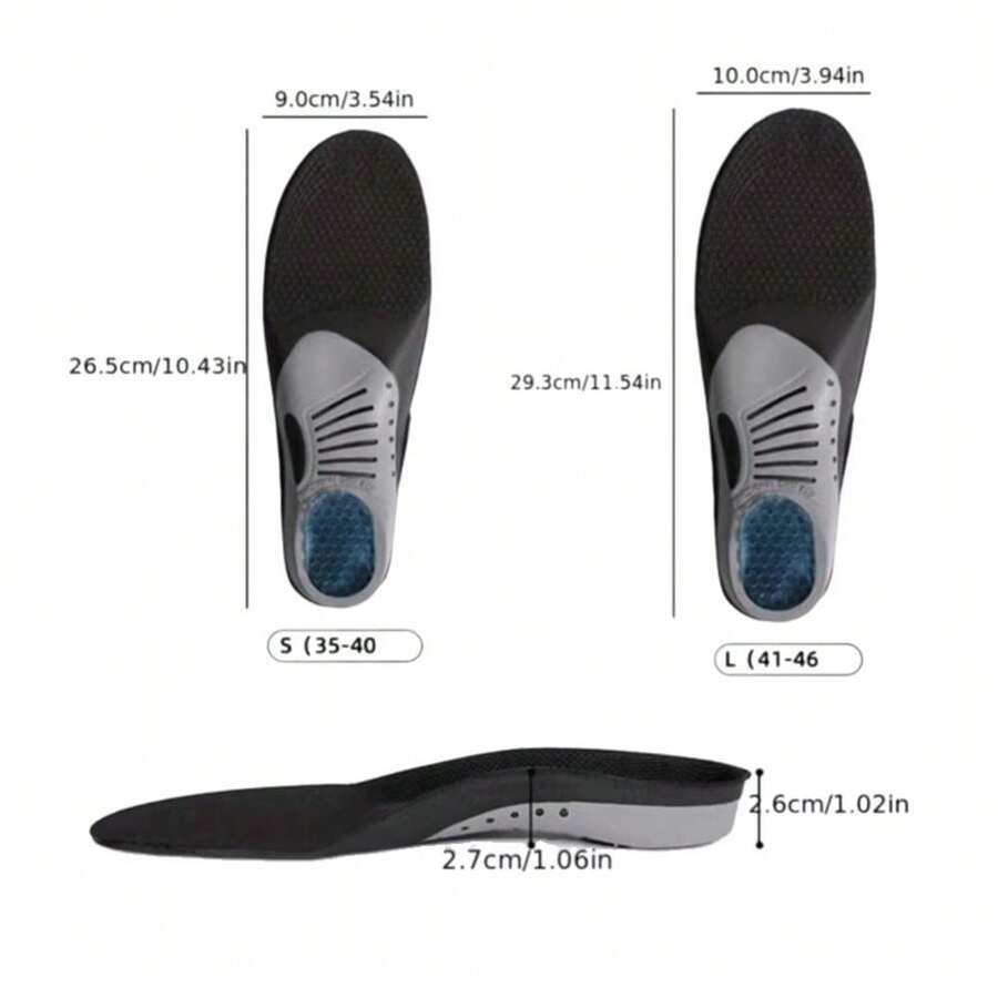 Motion Shoe Insole Shock-Absorbing Arch-Supporting Insole, Soft Cushioning Arch And Heel That Doesn't Come Off, - Black - View 1
