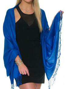 Shawls And Wraps Evening Dresses, Large Soft  Wedding Shawl - 寶藍色 - 查看 12