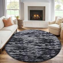 Runder Teppich, verwendet in deko Schlafzimmerdekoration.plüschiger teppich Schlafzimmer,weicher Wohnzimmerteppich 120 cm, 160 cm, einfacher teppich Wohnzimmer rund, runder Teppich 120 Durchmesser, 160 Durchmesser, kleiner runder Teppich, runder Teppich flauschig geeignet für Wohnzimmer, Schlafzimmer, Spielzimmer, Schlafsaal, Sofa, Jugendzimmerdekoration, Arbeits- und Unterhaltungsbereich, leicht zu reinigen, moderner runder Teppich geeignet zum Schaffen einer gemütlichen Atmosphäre. - Batik Dunkelgrau - Übersicht 3