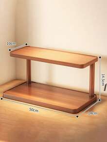 1pc Cute INS Style Kids Desk Storage Rack, Wooden Multi-Layer Organizer Shelf, Baby Toy & Book Storage Display Stand - Khaki - View 5