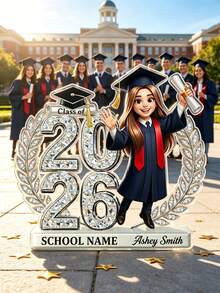 لوحة زهرية تخرج من الأكريليك مخصصة 2026، هدية تخرج جامعي شخصية، تذكارات خريج 2026، هدية تخرج للمرأة، ديكور التخرج - النمط 11 - مشاهدة 6