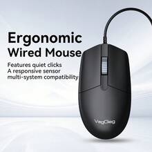 VegGieg 有线静音鼠标，1.8米编织线缆，符合人体工学的滚轮鼠标，适用于台式机和笔记本电脑 - 查看 3