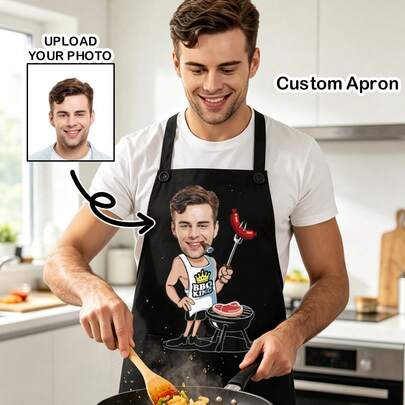 1 chiếc tạp dề nấu nướng/vệ sinh in ảnh cá nhân hóa, tạp dề nướng BBQ tùy chỉnh dành cho người cha tuyệt vời nhất - Quà tặng cá nhân hóa cho người đam mê nướng, tạp dề in hình mặt tùy chỉnh cho nam và nữ, quà tặng lý tưởng cho kỷ niệm, đầu bếp, mẹ, cha, chồng, vợ, bạn gái, bạn trai, đám cưới (nam/nữ), quà tặng cho nam giới, quà sinh nhật cho bố, quà Ngày của Cha, quà tặng cho bạn trai, phụ kiện ngày lễ, vật dụng cần thiết cho kỳ nghỉ, mùa hè