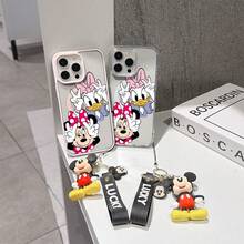 This Disney Mickey Mouse Pattern Lanyard Phone Case Features A Strong Magnetic Closure And Full Coverage Of Acrylic And TPU Material. It's Shockproof, Lightweight, And Suitable For IPhone17/16/11/13/15/15 Plus/15 Pro/15 Pro Max/12/14 Pro Max/11 Pro Max/12 Pro/12 Pro Max/13. It's A Popular Birthday Gift, Business Gift, Durable, Stain-Resistant, And Fingerprint-Resistant New Phone Case For Men And Women. It Also Includes A Mickey Mouse Phone Case And Mickey Mouse Doll Bracelet. Compatible With SamsungGalaxy S20, S21, S22, S23, And S24 Series. It's The Perfect Gift For Friends And Family. This Stylish Phone Case Is Fun, Lightweight, And Durable. IPhone17 Pro Max Phone Case, Minnie Phone Case. - màu đen - Xem 8