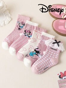 Disney 1/5双正品迪士尼袜子，米奇一家图案彩色中筒袜，可爱卡通独特设计，时尚休闲透气学生袜，适合日常穿着、返校季、节日礼物 - 彩色 - 查看 2