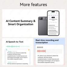 LIGE New Smart Recording Card Supports Playback, Voice To Text, Text Translation, Meeting And Phone Recording, And Real-Time Recording. This Recording Card Is Lightweight And Portable, With Multi-Functional Practicality. - View 6