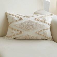 1 Stück Boho-Stil geometrisch gemusterter bestickter Kissenbezug, geeignet für Innenraum-Dekoration, ganzjähriger dekorativer Kissenbezug mit Quasten, Kissenfüllung nicht enthalten - Aprikosenfarben - Übersicht 11
