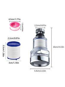 厨房水龙头过滤器套装，三模式防溅水龙头净水器，包含5个替换滤芯，1个360°旋转水龙头延长杆 - 銀色 - 查看 7