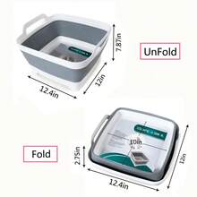 Lavabo plegable, fregadero plegable de 9.8 litros con tapón de desagüe – Lavaplatos portátil para acampar, hacer senderismo o lavar platos, diseño que ahorra espacio. - Gris - Ver 4