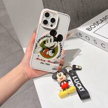 This Disney Mickey Mouse Pattern Lanyard Phone Case Features A Strong Magnetic Closure And Full Coverage Of Acrylic And TPU Material. It's Shockproof, Lightweight, And Suitable For IPhone17/16/11/13/15/15 Plus/15 Pro/15 Pro Max/12/14 Pro Max/11 Pro Max/12 Pro/12 Pro Max/13. It's A Popular Birthday Gift, Business Gift, Durable, Stain-Resistant, And Fingerprint-Resistant New Phone Case For Men And Women. It Also Includes A Mickey Mouse Phone Case And Mickey Mouse Doll Bracelet. Compatible With SamsungGalaxy S20, S21, S22, S23, And S24 Series. It's The Perfect Gift For Friends And Family. This Stylish Phone Case Is Fun, Lightweight, And Durable. IPhone17 Pro Max Phone Case, Minnie Phone Case. - 粉色 - 查看 1