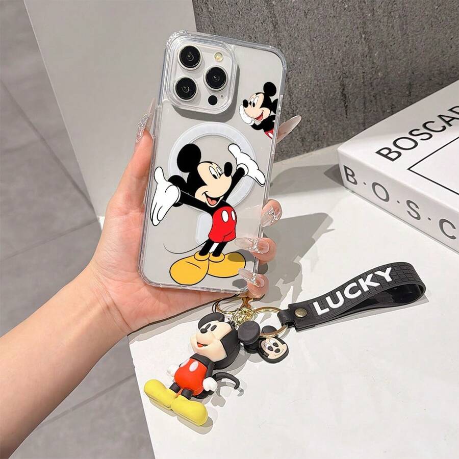 This Disney Mickey Mouse Pattern Lanyard Phone Case Features A Strong Magnetic Closure And Full Coverage Of Acrylic And TPU Material. It's Shockproof, Lightweight, And Suitable For IPhone17/16/11/13/15/15 Plus/15 Pro/15 Pro Max/12/14 Pro Max/11 Pro Max/12 Pro/12 Pro Max/13. It's A Popular Birthday Gift, Business Gift, Durable, Stain-Resistant, And Fingerprint-Resistant New Phone Case For Men And Women. It Also Includes A Mickey Mouse Phone Case And Mickey Mouse Doll Bracelet. Compatible With SamsungGalaxy S20, S21, S22, S23, And S24 Series. It's The Perfect Gift For Friends And Family. This Stylish Phone Case Is Fun, Lightweight, And Durable. IPhone17 Pro Max Phone Case, Minnie Phone Case. - 無色 - 查看 1
