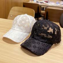 Breathable Lace Baseball Cap, Adjustable Sun Protection Hat, Lightweight Casual Outdoor Cap For Women & Men, Stylish Summer Sports Hat For Travel, Beach, Everyday Wear - màu đen - Xem 4