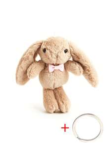 1 pieza Llavero de peluche de conejo con orejas largas y lazo lindo, colgante de llavero para bolso, regalo creativo de vacaciones para parejas, maestros y amigos - Multicolor - Ver 11