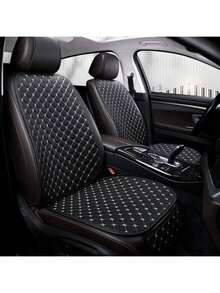 2pcs Universal Leather Car Seat Cushion - Four-Season Comfort, Non-Slip Star-Stitched Design For Front Seat And Backrest - Star Leather - View 15