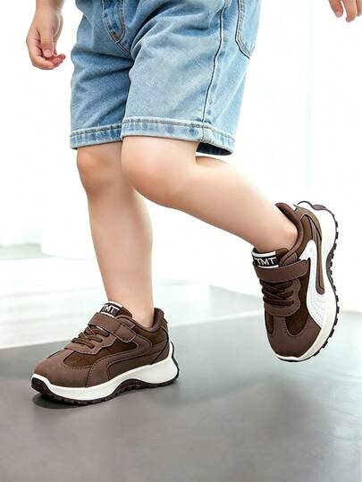 1 Pair Retro Bicolor Children's Sports Shoes, Soft Sole Non-Slip Breathable Kids Casual Sneakers, Fashion Versatile Boys/Girls Outdoor Lightweight Chunky Sneakers, Suitable For Daily Wear And Outdoor Activities