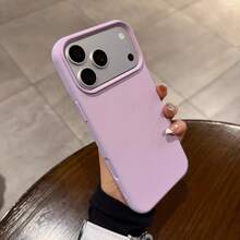 Minimalist Elegant Lavender Leather Texture Phone Case Compatible With IPhone 17 Pro Max/17 Pro/17/16 Pro Max/16 Pro/16/16 Plus/15/15 Pro Max/15 Pro/15 Plus/13/14 Pro Max/13 Pro/13 Pro Max/14 Pro/14 Pro Max/14 Plus - Lavender Purple - View 3
