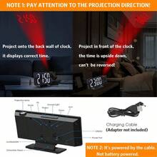 Digital Electronic Alarm Clock With Projection, USB Powered, Temperature Display, Freely Rotatable, Suitable For Home, Office, Bedroom, Living Room Decor (Battery Not Included) - 白燈 - 查看 3