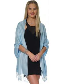 Shawls And Wraps Evening Dresses, Large Soft  Wedding Shawl - Light Blue - 查看 3