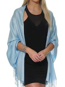 Shawls And Wraps Evening Dresses, Large Soft  Wedding Shawl - Light Blue - 查看 12