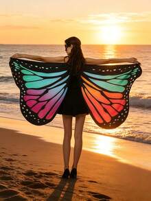 Women's Butterfly Wing Cape - Soft, Lightweight And Breathable Silk Butterfly Cape Shawl, Suitable For Cosplay, Stage Performance, Theme Party, Carnival, Holiday Costume Accessories, Party Props, Available In Multiple Colors, Perfect Gift For Adult Women, Teenage Girls And Female Friends - Multicolor - View 2