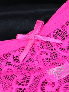 3pcs/Set Women's Low Waist Lace Sexy Thong Panties - Hot Pink - View 7