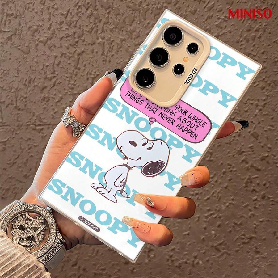 MINISO Snoopy Quote In-Mold Decoration Phone Case For Samsung S26 Ultra/S26 Edge/S26 Plus/S26/S25 Ultra/S25 Plus/S25/S25FE/S25Edge/S24Ultra/S24Plus/S24/S24FE/S23FE/S23Ultra/S23Plus/S23/S22Ultra/S22Plus/S22/A15/A16/A17/A35/A36//A54/A55/A56/ The Girlfriend,Ideal Gift For Anime Fans - White - View 1