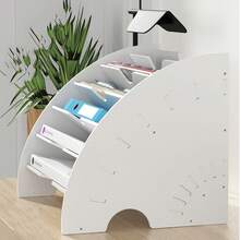 Semicircular Desktop File Holder, Office Supplies Organizer, Multi-Layer A4 Document Book Shelf - Brown - View 5