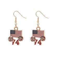 Zinc Alloy 4th Of July Themed Earrings, Oil Drop Rhinestone Design In Red, White And Blue, Suitable As Gifts For Holidays - Independent Sun Earrings - View 16