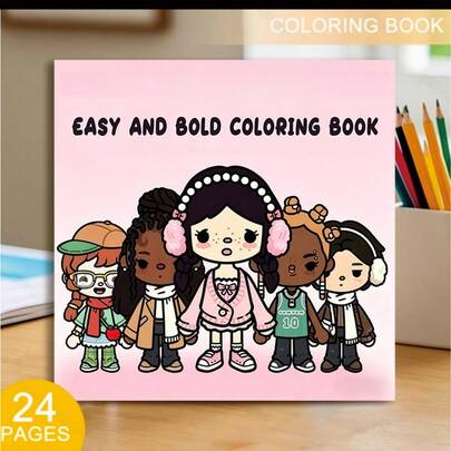 Sách tô màu khổ lớn đơn giản, 24 trang (giấy dày 120gsm), phiên bản cao cấp được nâng cấp, thích hợp cho người lớn thư giãn, sum họp gia đình và trang trí ngày lễ (Lễ Phục Sinh, Lễ Tạ Ơn, Giáng Sinh, Năm Mới và Ngày Valentine), sách tô màu đơn sắc mini dành cho người lớn, giải trí sáng tạo, thiết kế dễ thương, hình minh họa nghệ thuật, giấy mịn chất lượng cao, sổ phác thảo mini, họa tiết vẽ tay.
