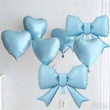 Bộ 7 bóng bay hình trái tim và nơ màu đỏ, đen, xanh dương, hồng, thích hợp trang trí đám cưới, sinh nhật, kỷ niệm, ngày Valentine, năm mới, Giáng sinh. - Xem 4