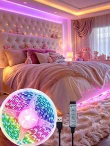 شريط إضاءة LED RGB USB بطول 1-15 متر، يعمل بطاقة USB 5V، تحكم ب- 3 مفاتيح، إضاءة خلفية تلفزيون ب- 7 ألوان، ذاكرة الأنماط، شريط RGB 5050 لديكور الغرفة والنوم وغرفة المعيشة والحفلات، إضاءة العطلات والكريسماس والهالوين وهدية عيد الميلاد - ضوء متعدد الألوان - مشاهدة 12