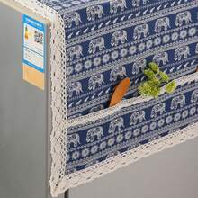 Ciliu Dust Proof Fridge Cover Foldable With Storage Bag For Kitchen Home Appliance - [Sunflower Lace]Blue Striped Elephant - View 2