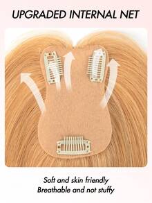 Women's Elegant Handmade Hair Topper, Natural Hair, Clip-In Design, Lightweight And Seamless, Suitable For Thinning Hair, Gray Hair Coverage, Straight Hairstyle, Face Framing. - Multicolor - View 2