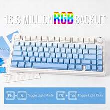 AULA F75 75% Wireless Mechanical Keyboard, 3 Connection Modes: Bluetooth 5.0, 2.4G Wireless, And Type-C Wired. Hot-Swappable Switches, Gasket Structure, 5-Layer Noise Reduction, PBT Keycaps, PC Plate, Multifunctional Metal Knob, RGB Backlight, 4000mAh Battery, Suitable For Gaming And Office - View 5