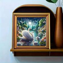 新款5D DIY钻石画套装 - 梦幻天鹅湖,亚克力钻石艺术马赛克工艺品,客厅、卧室家居装饰,送给妈妈的礼物,无框 - 查看 10