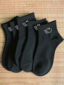 1/5/10 pares de calcetines de tobillo personalizados con expresiones lindas para mujer/pareja, calcetines invisibles, adecuados para uso diario, festivales, exteriores, regalo de Navidad - Blanco y Negro - Ver 15