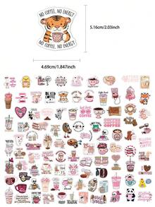 100pcs Funny Coffee Stickers Collection For Laptop Luggage Skateboard Guitar Room Decor Dly Graffiti Stickers - A - View 2